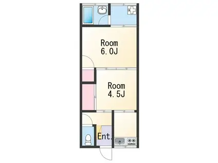 晴れの日のMOTODERAモダン(2K/2階)の間取り写真