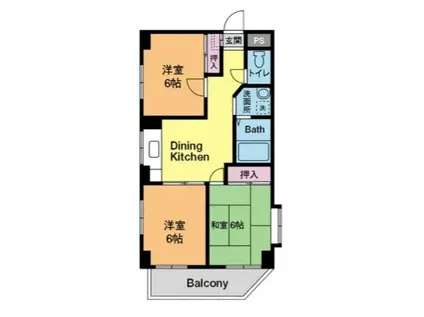 サムマンションズ厚木(3DK/2階)の間取り写真