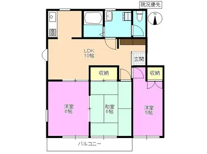 ハイツ ただちや(3LDK/2階)の間取り写真