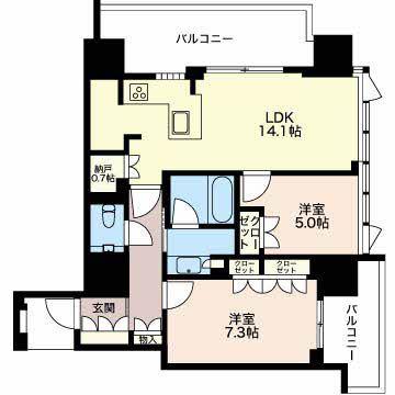 グランドメゾン久屋大通(2LDK/17階)の間取り写真