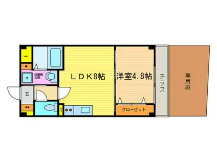 ブロッサム桂(1LDK/1階)の間取り写真