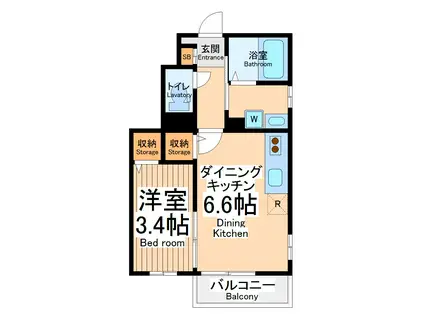 イ ルミナーレ(1DK/1階)の間取り写真