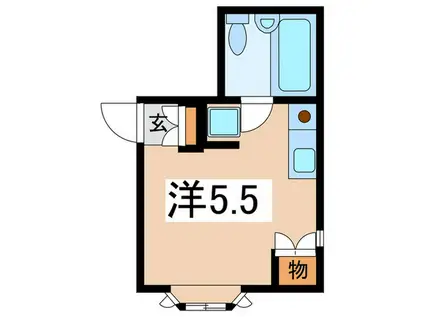 キャッスル旭ヶ丘A棟(ワンルーム/2階)の間取り写真