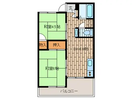 上田ハイツ(2DK/2階)の間取り写真