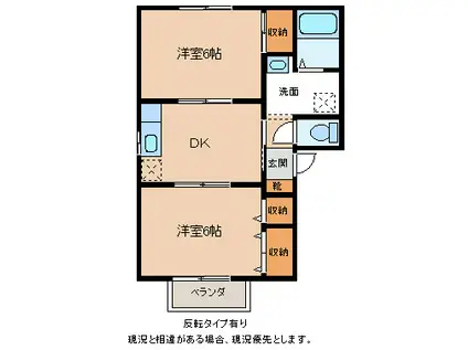 シャーメゾン エテルノ B棟(2DK/1階)の間取り写真