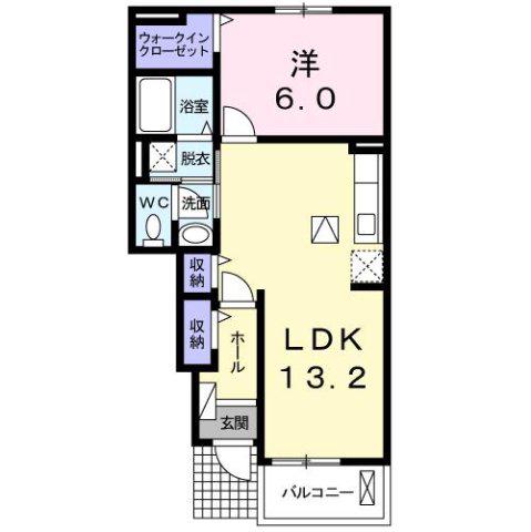ヒルズタウンII(1LDK/1階)の間取り写真
