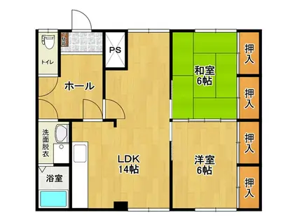 コーポシティパーク(2LDK/1階)の間取り写真