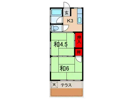 第一愛泉荘(2K/1階)の間取り写真