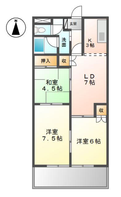 ブラウンシティー715(3LDK/3階)の間取り写真