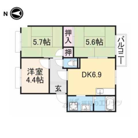 エピーメロン(3DK/2階)の間取り写真