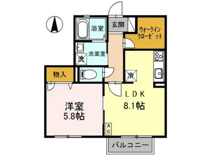 グレース古川 A棟(1LDK/2階)の間取り写真