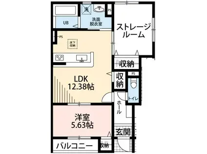 リーブルファイン新宿新田(1SLDK/1階)の間取り写真