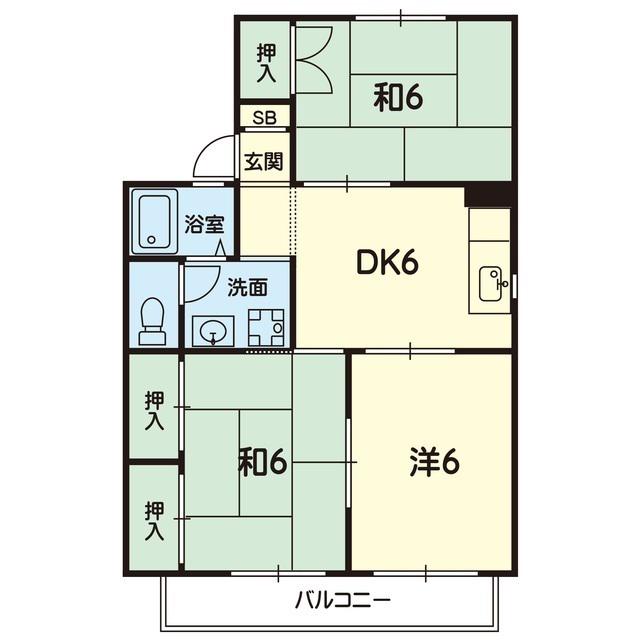セジュール京塚(3DK/2階)の間取り写真