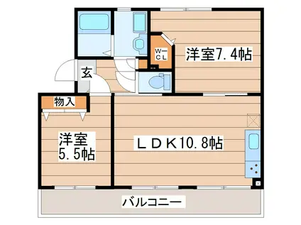 KS宮千代II(2LDK/2階)の間取り写真