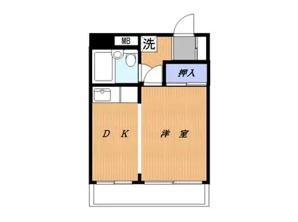 第2ハイツフジ(1DK/3階)の間取り写真