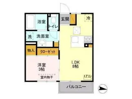 エスポワールS(1LDK/1階)の間取り写真