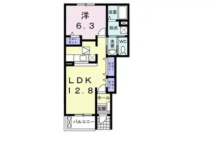 ハッピーメゾンつばさA(1LDK/1階)の間取り写真