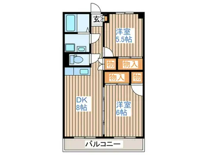 森民ビル(2DK/4階)の間取り写真