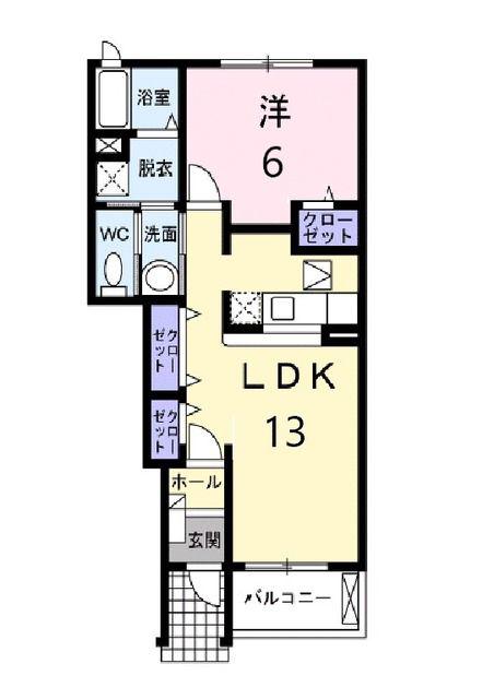 プリメロII(1LDK/1階)の間取り写真