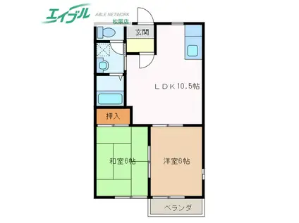 メゾン・ラマール(2LDK/1階)の間取り写真