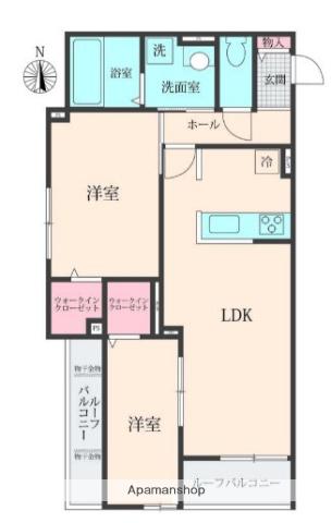 BELLE LEAD 大倉山(2LDK/3階)の間取り写真