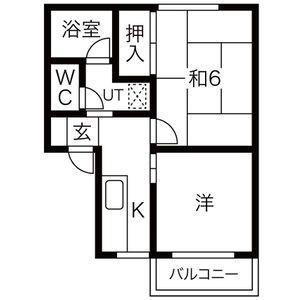 キャロルハイツ(2K/2階)の間取り写真