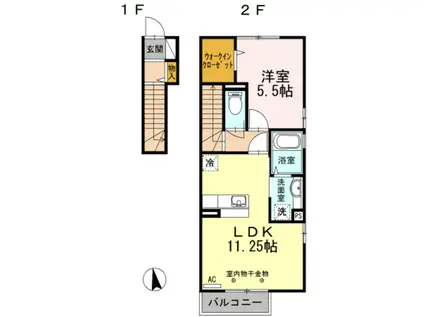 メゾン・シャローム(1LDK/2階)の間取り写真