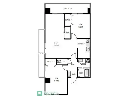 アグリシャトル(2LDK/3階)の間取り写真