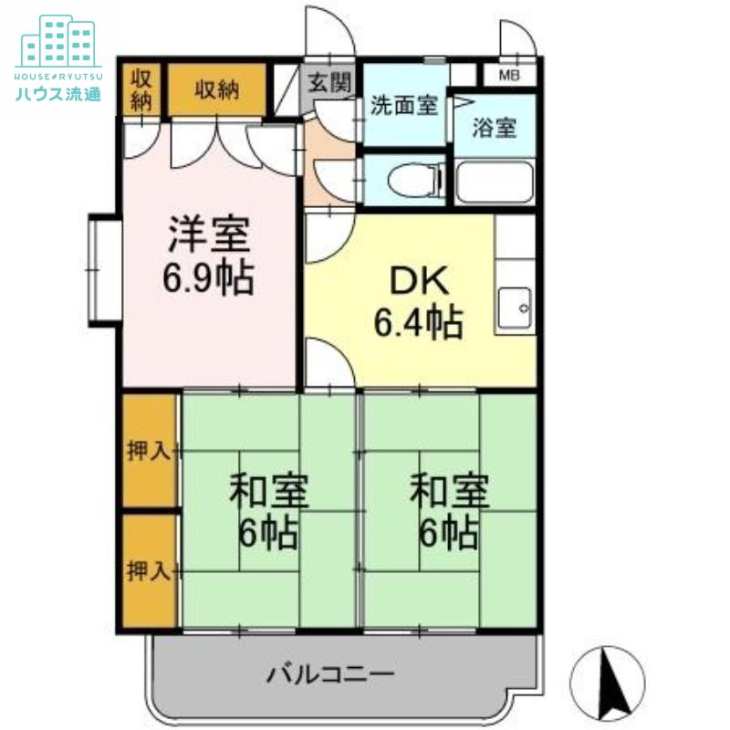 レジデンス東望(3DK/4階)の間取り写真