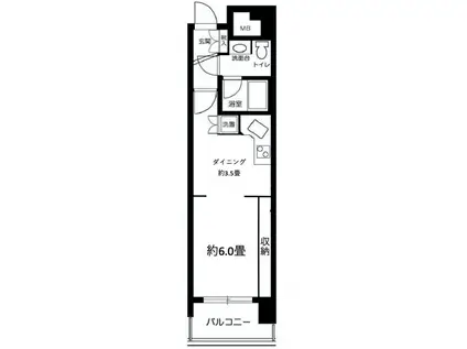藤和六本木ホームズ(1DK/2階)の間取り写真