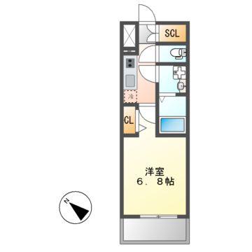 S-RESIDENCE熱田一番(1K/13階)の間取り写真