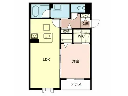 シャーメゾン・びいな(1LDK/1階)の間取り写真