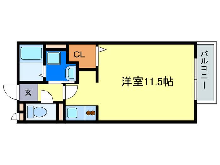 ヴィラタッツミーA棟(ワンルーム/2階)の間取り写真