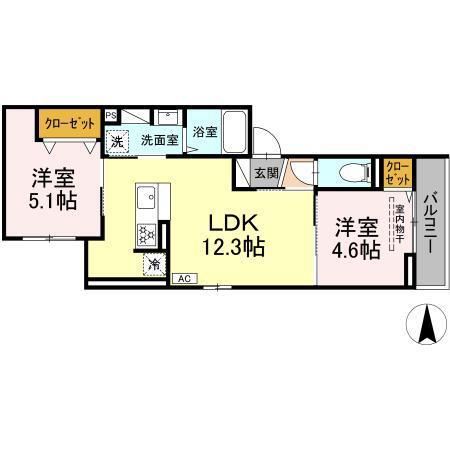CIRLMER湘南(2LDK/2階)の間取り写真