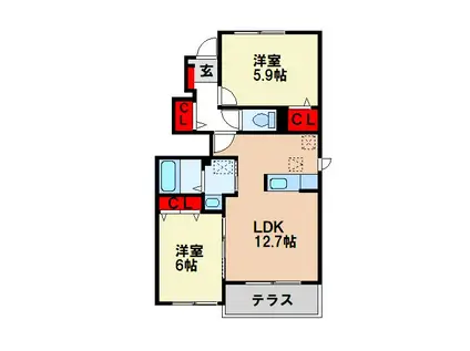 SWEET GARDEN(2LDK/1階)の間取り写真