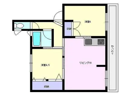 ハイツあかしや(2LDK/2階)の間取り写真