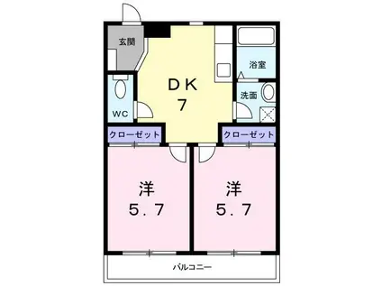 花の台ハイツ(2DK/2階)の間取り写真