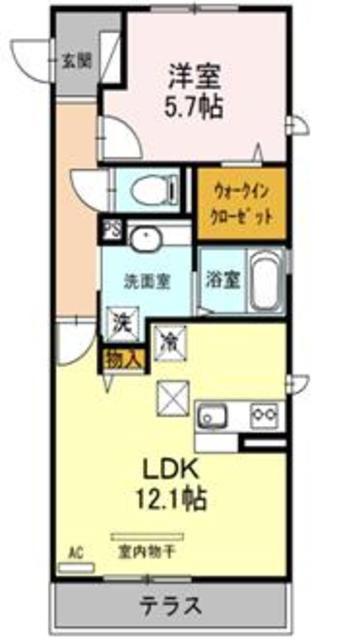 ハピネスII(1LDK/2階)の間取り写真