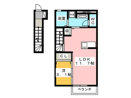 エクセル21 V(1LDK/2階)の間取り写真