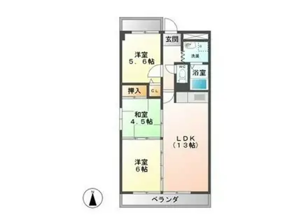 ラ・プエルタ・フェリス(3LDK/2階)の間取り写真