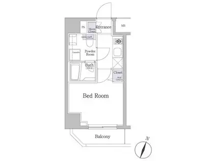 ヴォーガコルテ横濱吉野町(1K/2階)の間取り写真