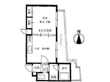 サンハイツ道玄坂(1DK/4階)の間取り写真