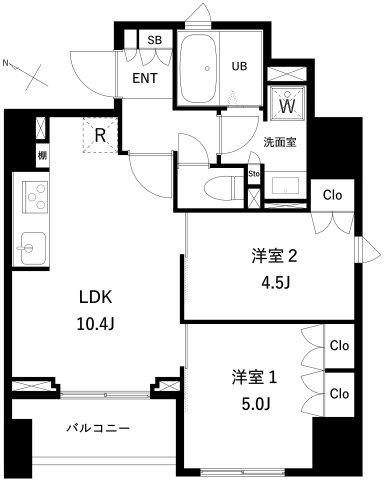 タスキプライムテラス本蓮沼(2LDK/8階)の間取り写真