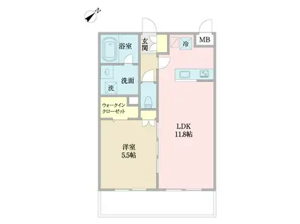 トサキパークコート西京極(1LDK/4階)の間取り写真