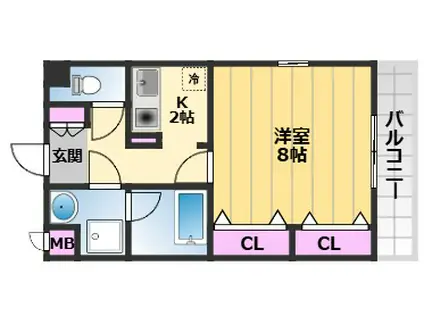 セジュールのぞみ野(1K/3階)の間取り写真