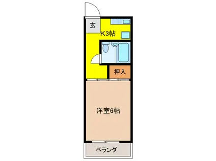 サンメゾン24 C(1K/3階)の間取り写真
