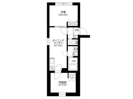 ルヴェデュソレイユ(2DK/3階)の間取り写真