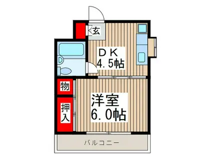川口昭和ビル(1DK/4階)の間取り写真
