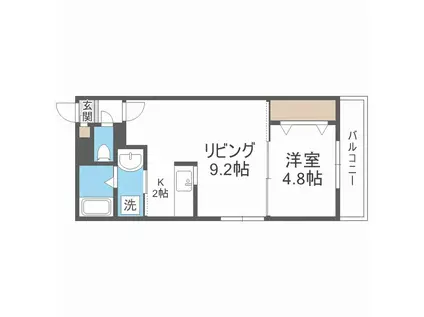 ピテラ豊平(1LDK/4階)の間取り写真