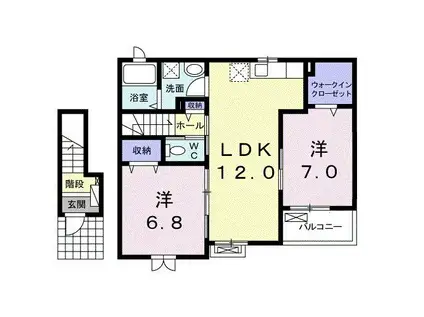ヴァンベール(2LDK/2階)の間取り写真
